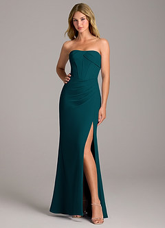 Azazie Chantel Bridesmaid Dresses Pine Sheath Strapless Chiffon Convertible Dress image3
