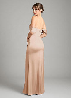 Azazie Johana Vestidos de damas de honor Vestido de Rosa Inglesa de Satén Elástico de Corte Sirena Convertible con Vestidos sin tirantes image8