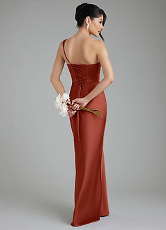 Azazie Sabrina Robes de demoiselle d'honneur Robe Sirène en Satin extensible Corset Terracotta image2