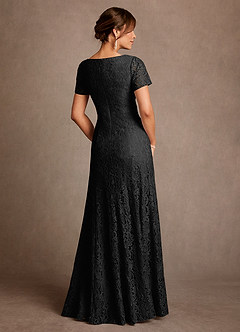 Azazie Sheffield Mother of the Bride Dresses Black A-Line Lace Chiffon Dress image3
