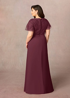 Azazie Singer Mother of the Bride Dresses Cabernet A-Line V-Neck Lace Chiffon Dress image9