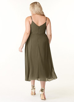 Azazie Clarissa Brautjungfernkleider A-Linie V-Hals Chiffon Kleid Weidengrün image8