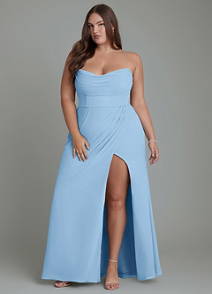 Azazie Johana Bridesmaid Dresses Powder Blue Mermaid Off the Shoulder Chiffon Convertible Dress image16