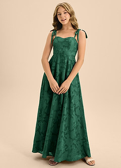 Azazie Rosey Junior Dark Green A-Line Sweetheart Neckline Floral Burnout Dress image5