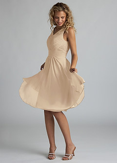 Azazie Grace Bridesmaid Dresses Champagne A-Line Pleated Chiffon Dress image3