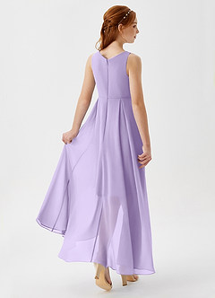 Azazie Lizette Junior Robe Trapèze en Mousseline de soie Plissée Lilas image2