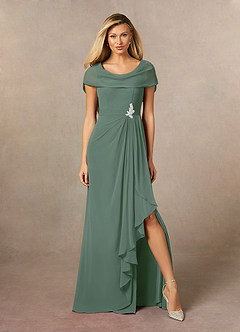 Azazie Mary Mother of the Bride Dresses Eucalyptus A-Line Side Slit Chiffon Dress image1