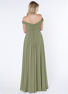 Azazie Audrianna Bridesmaid Dresses Pistachio A-Line Off-The-Shoulder Gathered Chiffon Convertible Dress image3