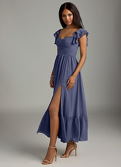 Azazie Anaya Bridesmaid Dresses Stormy A-Line Pleated Chiffon Dress image4