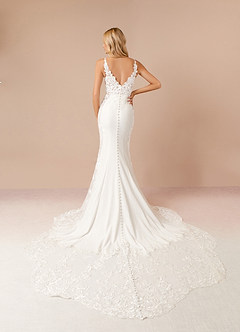 Azazie Estephanie Robes de mariée Robe Sirène en Crêpe Élastique Paillettes Blanc De Diamant image2