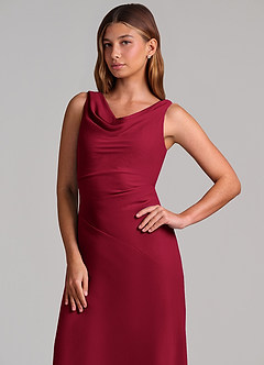 Azazie Nerine Brudtärnklänningar Klä av A-Linje i Chiffong Plisserad Bourgogne image6