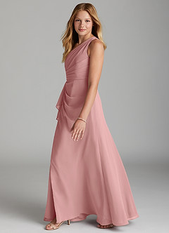 Azazie Maive Junior Dusty Rose A-Line Pleated Chiffon Dress image5