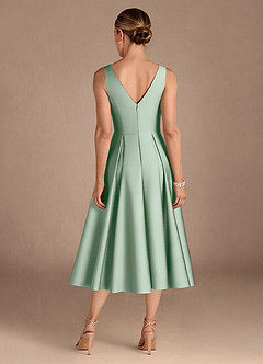 Azazie Fulton Mother of the Bride Dresses Agave A-Line Pleated Stretch Satin Dress image3