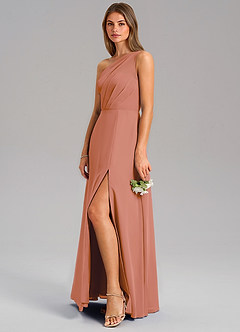 Azazie Phaedra Bridesmaid Dresses MAI TAI A-Line One Shoulder Chiffon Dress image5