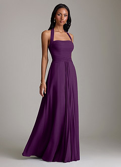 Azazie Clarisa Bridesmaid Dresses Grape A-Line Pleated Chiffon Dress image1
