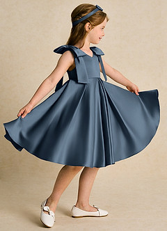 Azazie Guppie Flower Girl Dresses Neptune Ball-Gown Pleated Matte Satin Dress image3
