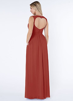 Azazie Raine Final Sale Terracotta A-Line Sweetheart Ruched Chiffon Dress image4
