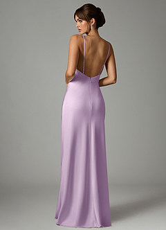 Azazie Stefania Bridesmaid Dresses Frosted Lilac A-Line Stretch Satin Dress image2