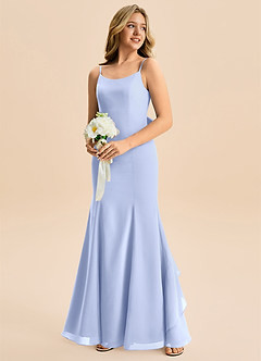 Azazie Lioren Junior Havfrue Sløjfe Chiffon Gulv-længde Junior brudepige Kjole image4