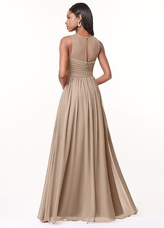 Azazie Nina Bridesmaid Dresses Taupe A-Line Pleated Chiffon Dress image2