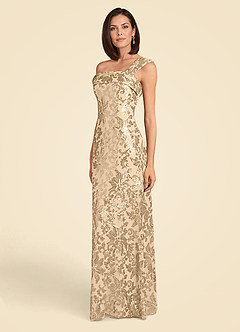 Azazie Odessia Mother of the Bride Dresses Champagne A-Line Sequins Lace Dress image4