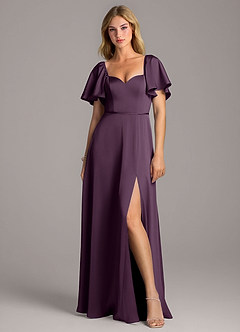 Azazie Chloe Bridesmaid Dresses Plum A-Line Sweetheart Neckline Stretch Satin Dress image4