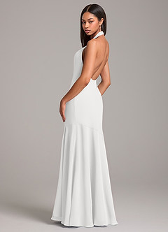 Azazie Lorena Vestidos de madrinha de casamento Vestido Branco de Chiffon de sereia com Plissado image6