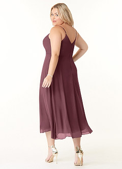 Azazie Clarissa Bridesmaid Dresses Sangria A-Line V-Neck Chiffon Dress image10