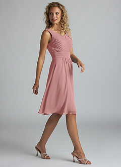 Azazie Grace Bridesmaid Dresses Dusty Rose A-Line Pleated Chiffon Dress image4