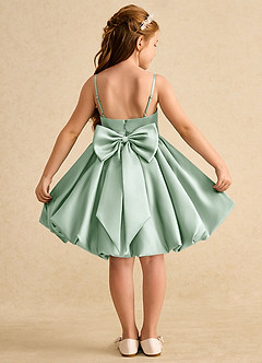 Azazie Davine Flower Girl Dresses Agave A-Line Spaghetti Strap Matte Satin Dress image1