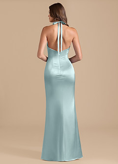 Azazie Valerie Vestidos de damas de honor Vestido Neblina de Satén Metálico de Corte Sirena con Plisado image2