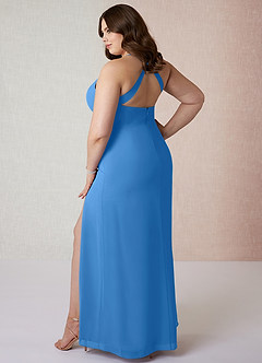 Azazie Manila Bridesmaid Dresses Blue Jay Sheath V-Neck Chiffon Dress image10