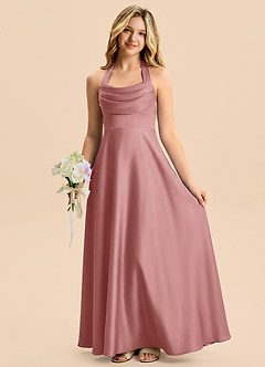 Azazie Kady Junior Dusty Rose A-Line Sweetheart Neckline Stretch Satin Dress image4
