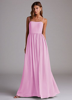 Azazie Calianna Bridesmaid Dresses Candy Pink A-Line Off the Shoulder Chiffon Convertible Dress image4