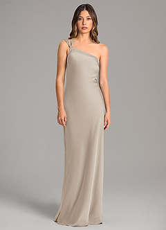 Azazie Monroe Bridesmaid Dresses Frost Mermaid One Shoulder Stretch Satin Dress image4