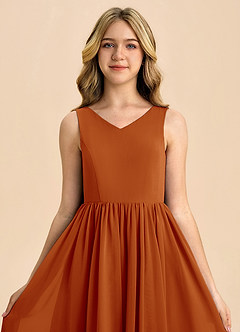 Azazie Hathaway Junior Paprika A-Line Bow Chiffon Dress image6