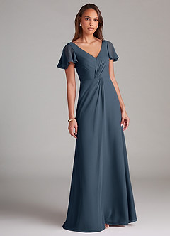 Azazie Soren Bridesmaid Dresses Neptune A-Line Ruched Chiffon Dress image1