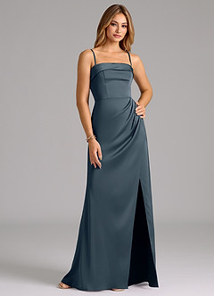 Azazie Aretha Robes de demoiselle d'honneur Robe Trapèze Convertible en Satin extensible Sans bretelle Violet Crépusculaire image6