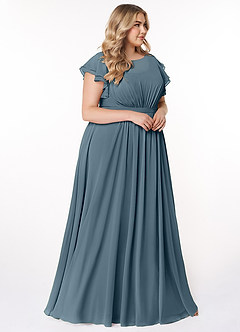 Azazie Daphne Modest Bridesmaid Dresses A-Line Ruffled Chiffon Floor-Length Dress image9
