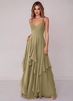 Azazie Zaina Bridesmaid Dresses Moss Green A-Line Chiffon Dress image3