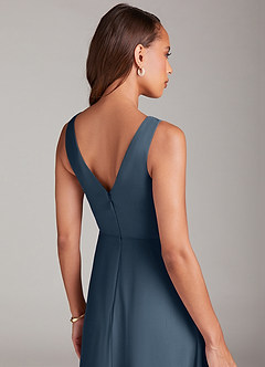 Azazie Nelly Bridesmaid Dresses Neptune A-Line Pleated Chiffon Dress image7