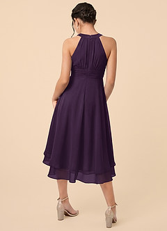 Azazie Linna Junior Plum A-Line Pleated Chiffon Dress image2