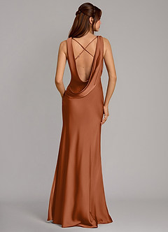 Azazie Cheryl Bridesmaid Dresses Copper Mermaid Stretch Satin Dress image5