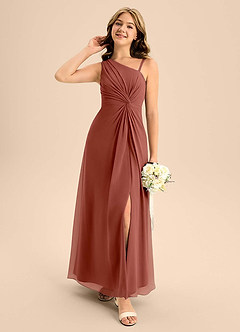 Azazie Brooke Junior Auburn A-Line Side Slit Chiffon Dress image3