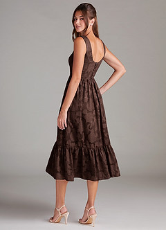 Azazie Alissa Bridesmaid Dresses Ganache A-Line with Pockets Floral Burnout Dress image7