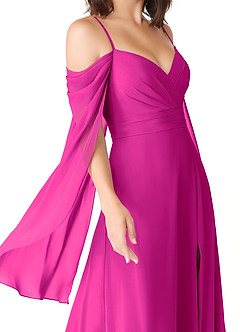 Azazie Cienna Bridesmaid Dresses Fuchsia A-Line Off the Shoulder Chiffon Dress image6