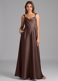 Azazie Beatrice Final Sale Ganache A-Line Sweetheart Neckline Stretch Satin Dress image1