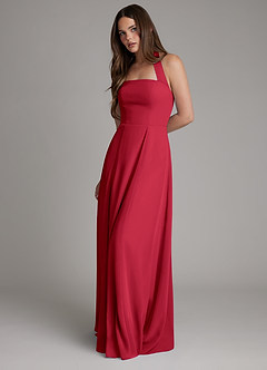 Azazie Irina Bridesmaid Dresses Scarlet A-Line Pleated Chiffon Dress image7