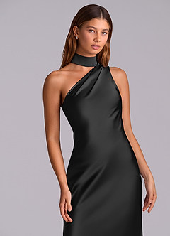 Azazie Seona 신부 들러리 드레스 인어 한쪽 어깨 스트레치 새틴 바닥 길이 드레스 image2