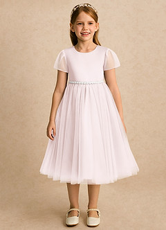 Azazie Kaylor Flower Girl Klänningar Klänning A-linje i Tyll Plisserad image5